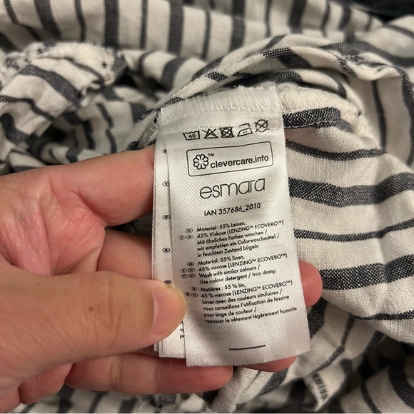 Esmara Dress Black & White Striped Linen Blend Viscose Short Sleeves Dress - Picture 9 of 9